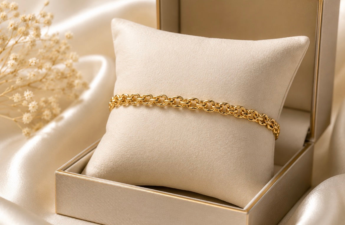 18K Gold Designer Link Bracelet | Luxury Chain Bracelet
