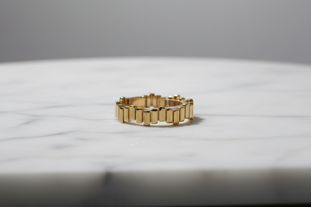 18K Gold Link Band Ring | Modern Statement Ring