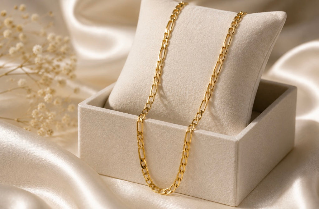18K Gold Figaro Chain Necklace | Classic Everyday Necklace