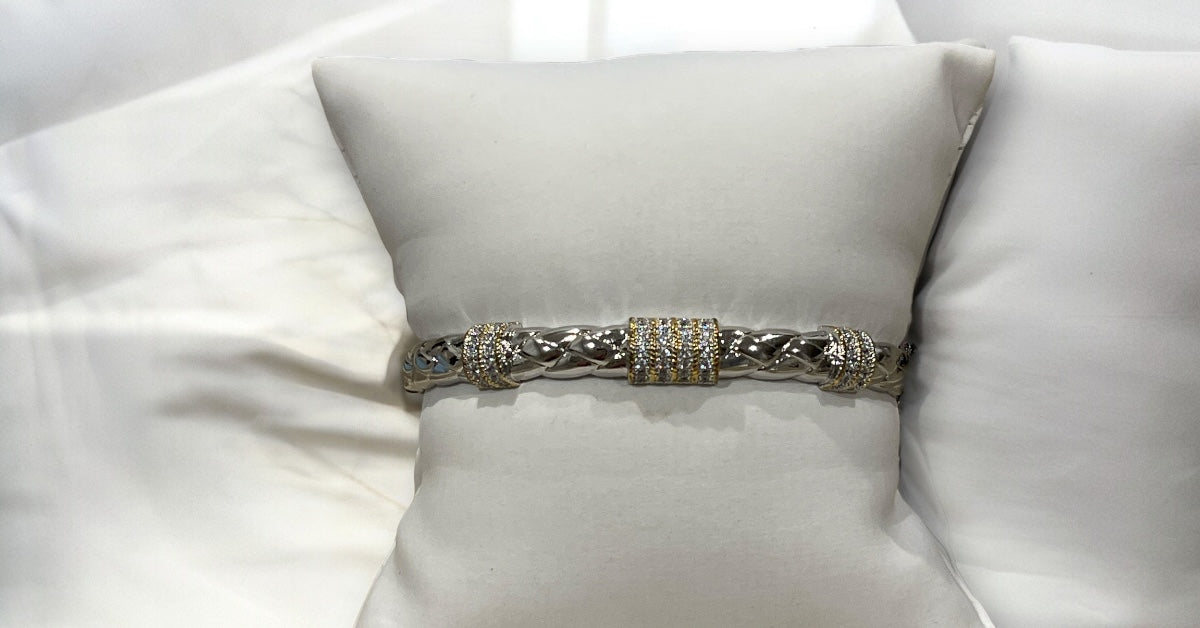 Sterling Silver Braided Diamond Bracelet | Luxury Pavé Bracelet